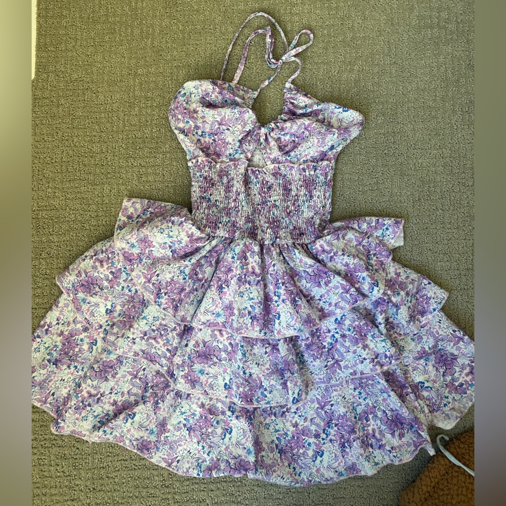 purple floral dress